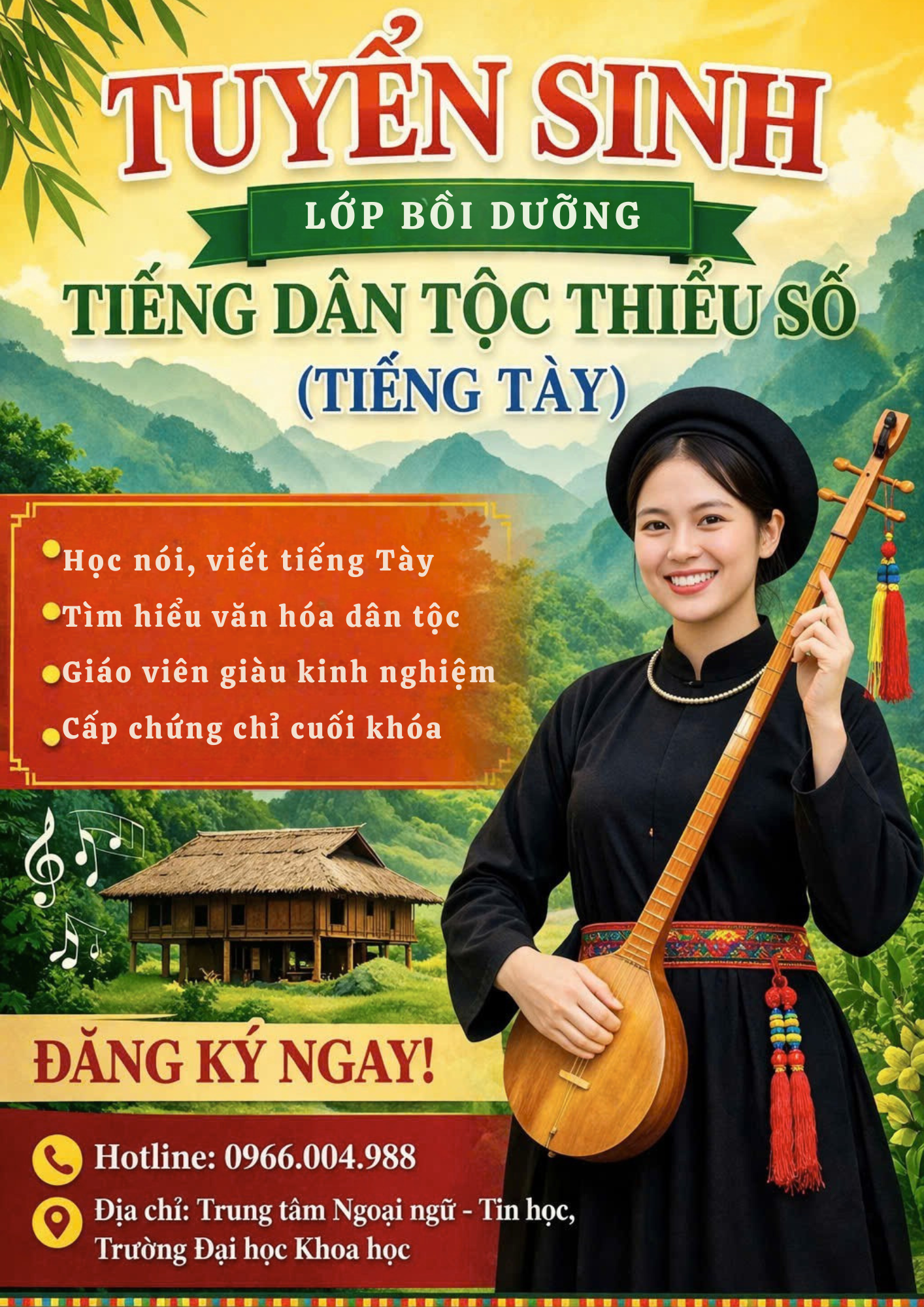 Tuyển sinh lớp Bồi dưỡng và cấp chứng chỉ tiếng dân tộc thiểu số (tiếng Tày) năm 2026